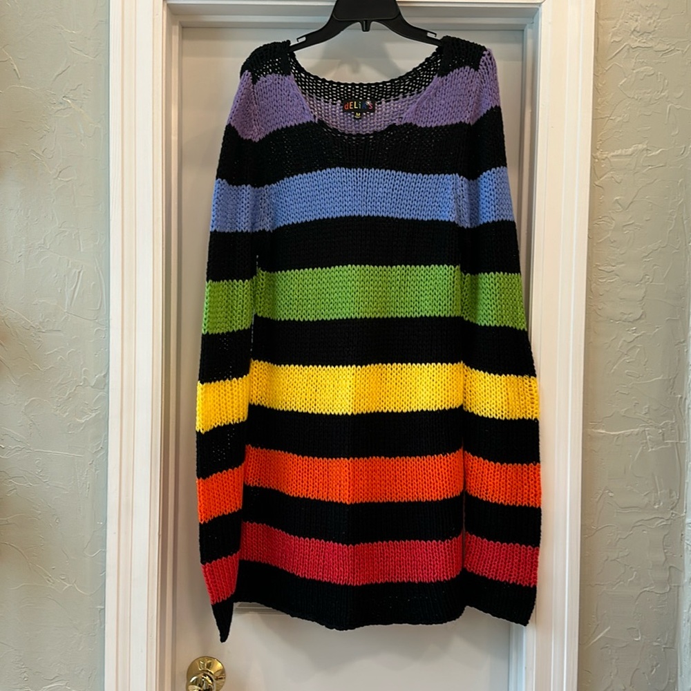 Dolls Kill Delia’s Pride Stripe Oversized Sweater